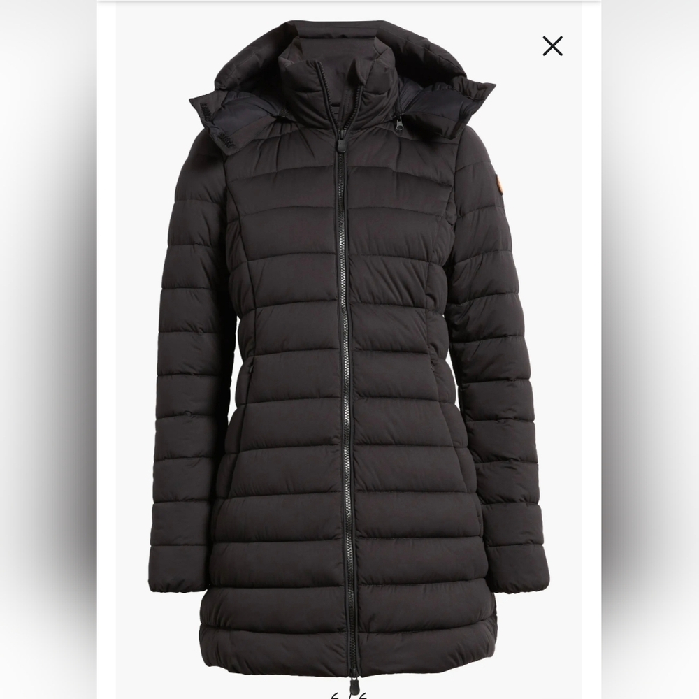 Dorothy Hooded Puffer Jacket Save The Duck Black Size 4 Large Women's NWT